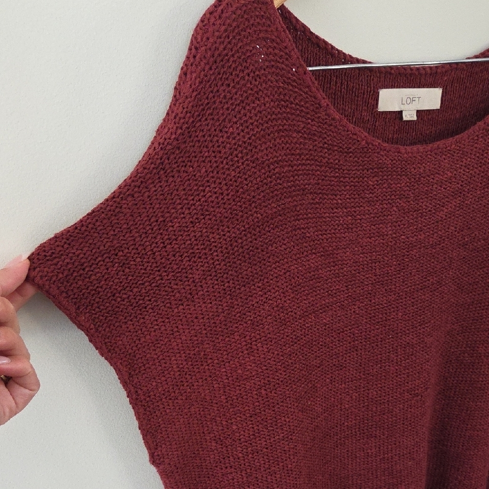 LOFT Maroon Crew Neck Sweater - Picture 3 of 7